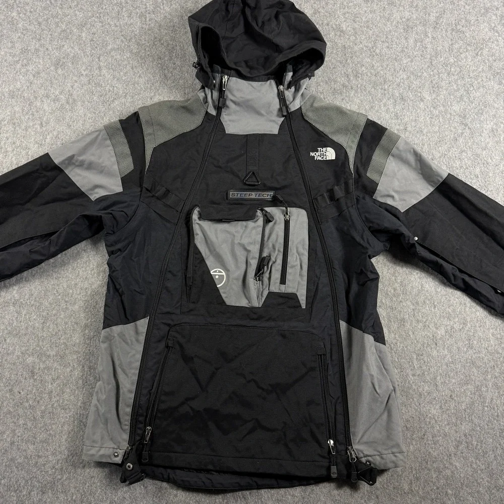 The North Face Steep Tech Jacket Mens L Black Gray F08 2008 Ski Gorpcore